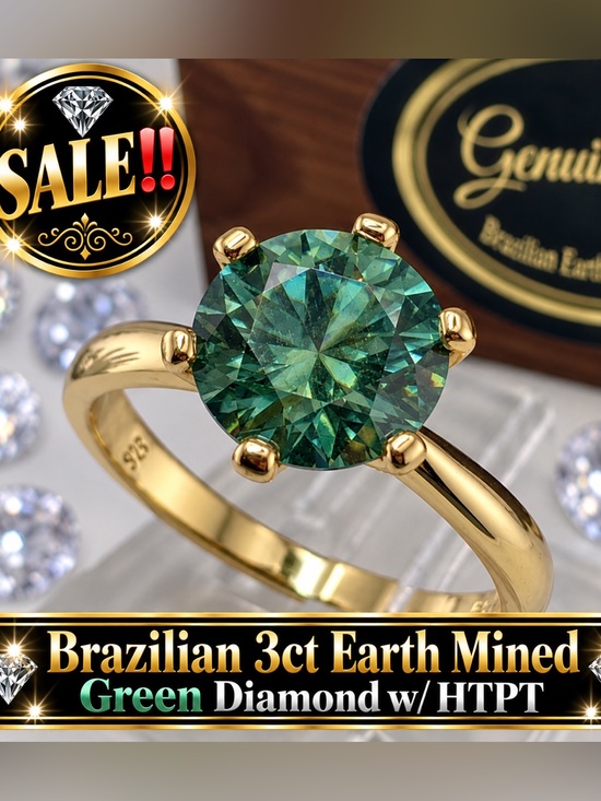 Kay Jewelers Jewelry - 3ct Diamond Green Ring Band. Yellow Gold on 925. Size 5 6 7 8